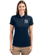 New York Yankees Cutter & Buck Advantage Eco Tri-Blend Pique Womens Polo Liberty Navy Front