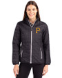 Pittsburgh Pirates Cutter & Buck Rainier PrimaLoft®  Womens Eco Insulated Full Zip Puffer Jacket Black Front