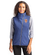 New York Mets Cutter & Buck Mainsail Sweater Knit Womens Asymmetrical Vest Tour Blue Heather Front