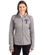 Texas Rangers Cutter & Buck Mainsail Full Zip Hooded Womens Jacket Polished Heather Front