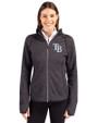 Tampa Bay Rays Cutter & Buck Mainsail Full Zip Hooded Womens Jacket Charcoal Heather Front