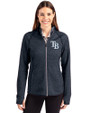 Tampa Bay Rays Cutter & Buck Mainsail Full Zip Hooded Womens Jacket Liberty Navy Heather Front
