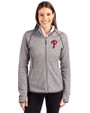 Philadelphia Phillies Cutter & Buck Mainsail Sweater-Knit Womens Full Zip Hooded Jacket Polished Heather Front