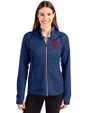 Philadelphia Phillies Cutter & Buck Mainsail Full Zip Hooded Womens Jacket Tour Blue Heather Front