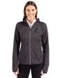 Miami Marlins Cutter & Buck Mainsail Full Zip Hooded Womens Jacket Charcoal Heather Front