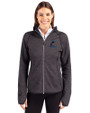 Miami Marlins Cutter & Buck Mainsail Full Zip Hooded Womens Jacket Charcoal Heather Front