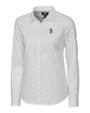Seattle Mariners Cutter & Buck Stretch Oxford Womens Long Sleeve Dress Shirt White Mannequin