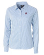 Washington Nationals Cutter & Buck Versatech Pinstripe Stretch Womens Long Sleeve Dress Shirt Indigo Mannequin