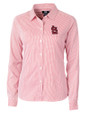 St. Louis Cardinals- Cutter & Buck Versatech Pinstripe Stretch Womens Long Sleeve Dress Shirt Red Mannequin