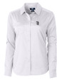 San Diego Padres Cutter & Buck Versatech Geo Dobby Stretch Womens Long Sleeve Dress Shirt White/Black Mannequin