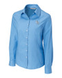 Tampa Bay Rays Cutter & Buck Epic Easy Care Fine Twill Womens Long Sleeve Dress Shirt Atlas Light Blue Mannequin