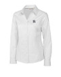 New York Yankees Cutter & Buck Epic Easy Care Fine Twill Womens Long Sleeve Dress Shirt White Mannequin