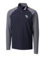 Tampa Bay Rays Cutter & Buck Response Lightweight Hybrid Quarter Zip Mens Pullover Windbreaker Liberty Navy Mannequin