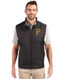 Pittsburgh Pirates Cutter & Buck Stealth Hybrid Quilted Mens Windbreaker Vest Black Front