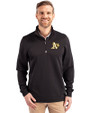 Athletics Cutter & Buck Traverse Stretch Eco Quarter Zip Mens Pullover Black Front