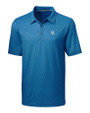 New York Yankees Cutter & Buck Pike Mini Pennant Print Stretch Mens Polo Liberty Navy Mannequin
