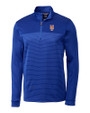 New York Mets Cutter & Buck Traverse Stretch Eco Stripe Quarter Zip Mens Pullover Tour Blue Mannequin