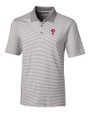 Philadelphia Phillies Cutter & Buck Forge Tonal Stripe Stretch Mens Polo Polished Medium Gray Mannequin