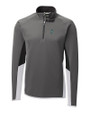 Seattle Mariners Cutter & Buck Traverse Colorblock Stretch Quarter Zip Mens Pullover Elemental Grey Mannequin