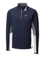 Toronto Blue Jays Cutter & Buck Traverse Colorblock Stretch Quarter Zip Mens Pullover Liberty Navy Mannequin