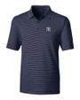 New York Yankees Cutter & Buck Forge Pencil Stripe Stretch Mens Polo Liberty Navy Mannequin