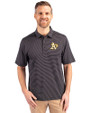 Athletics Cutter & Buck Forge Pencil Stripe Stretch Mens Polo Black Front