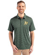 Athletics Cutter & Buck Forge Pencil Stripe Stretch Mens Polo Hunter Green Front