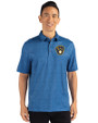 Milwaukee Brewers Cutter & Buck Pike Micro Floral Print Stretch Mens Polo Indigo Front