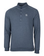New York Yankees Cutter & Buck Saturday Cotton Blend Mens Mock Pullover Sweatshirt Navy Blue Heather Mannequin