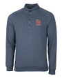 St. Louis Cardinals- Cutter & Buck Saturday Cotton Blend Mens Mock Pullover Sweatshirt Navy Blue Heather Mannequin