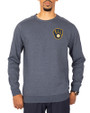 Milwaukee Brewers Cutter & Buck Saturday Cotton Blend Mens Crew Neck Sweatshirt Navy Blue Heather Front