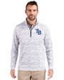 Tampa Bay Rays Cutter & Buck Traverse Stretch Eco Camo Print Quarter Zip Mens Pullover Charcoal Front