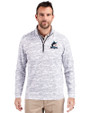 Miami Marlins Cutter & Buck Traverse Stretch Eco Camo Print Quarter Zip Mens Pullover Charcoal Front