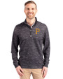 Pittsburgh Pirates Cutter & Buck Traverse Stretch Eco Camo Print Quarter Zip Mens Pullover Black Front