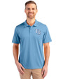 Tampa Bay Rays Cutter & Buck Prospect Eco Textured Stretch Recycled Mens Short Sleeve Polo Atlas Light Blue Front