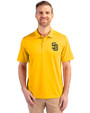 San Diego Padres Cutter & Buck Prospect Eco Textured Stretch Recycled Mens Short Sleeve Polo College Gold Front