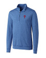 Philadelphia Phillies Cutter & Buck Shoreline Heathered Quarter Zip Mens Pullover Tour Blue Heather Mannequin