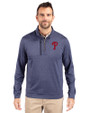 Philadelphia Phillies Cutter & Buck Stealth Heathered Quarter Zip Mens Pullover Liberty Navy Front