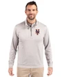 New York Mets Cutter & Buck Stealth Heathered Quarter Zip Mens Pullover Polished Medium Gray Front