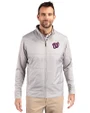 Washington Nationals Cutter & Buck Stealth Hybrid Quilted Mens Full Zip Windbreaker Jacket Polished Medium Gray Front