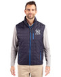 New York Yankees Cutter & Buck Rainier PrimaLoft® Mens Eco Insulated Full Zip Puffer Vest Dark Navy Front