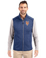 New York Mets Cutter & Buck Mainsail Sweater-Knit Mens Full Zip Vest Tour Blue Heather Front