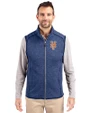 New York Mets Cutter & Buck Mainsail Sweater-Knit Mens Full Zip Vest Tour Blue Heather Front