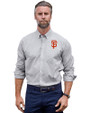 San Francisco Giants Cutter & Buck Stretch Oxford Stripe Mens Long Sleeve Dress Shirt Charcoal Front