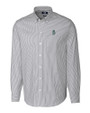Seattle Mariners Cutter & Buck Stretch Oxford Stripe Mens Long Sleeve Dress Shirt Charcoal Mannequin