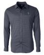 Seattle Mariners Cutter & Buck Versatech Geo Dobby Stretch Mens Long Sleeve Dress Shirt Liberty Navy Mannequin