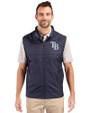 Tampa Bay Rays Cutter & Buck Stealth Hybrid Quilted Mens Big and Tall Windbreaker Vest Liberty Navy Front