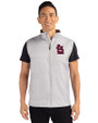 St. Louis Cardinals- Cutter & Buck Stealth Hybrid Quilted Mens Big and Tall Windbreaker Vest Polished Medium Gray Front