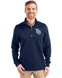 Tampa Bay Rays Cutter & Buck Traverse Stretch Eco Quarter Zip Mens Big and Tall Pullover Liberty Navy Front