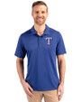 Texas Rangers Cutter & Buck Prospect Eco Textured Stretch Recycled Mens Big & Tall Polo Tour Blue Front